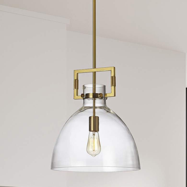 Image 1 Liberty 13 3/4" Wide Aged Brass Dome Pendant Light