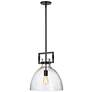 2_Liberty 13 3/4" Wide Black Clear Glass Dome Pendant Light