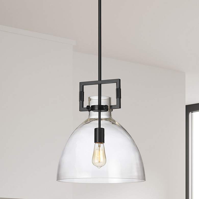 Image 1 Liberty 13 3/4" Wide Black Clear Glass Dome Pendant Light