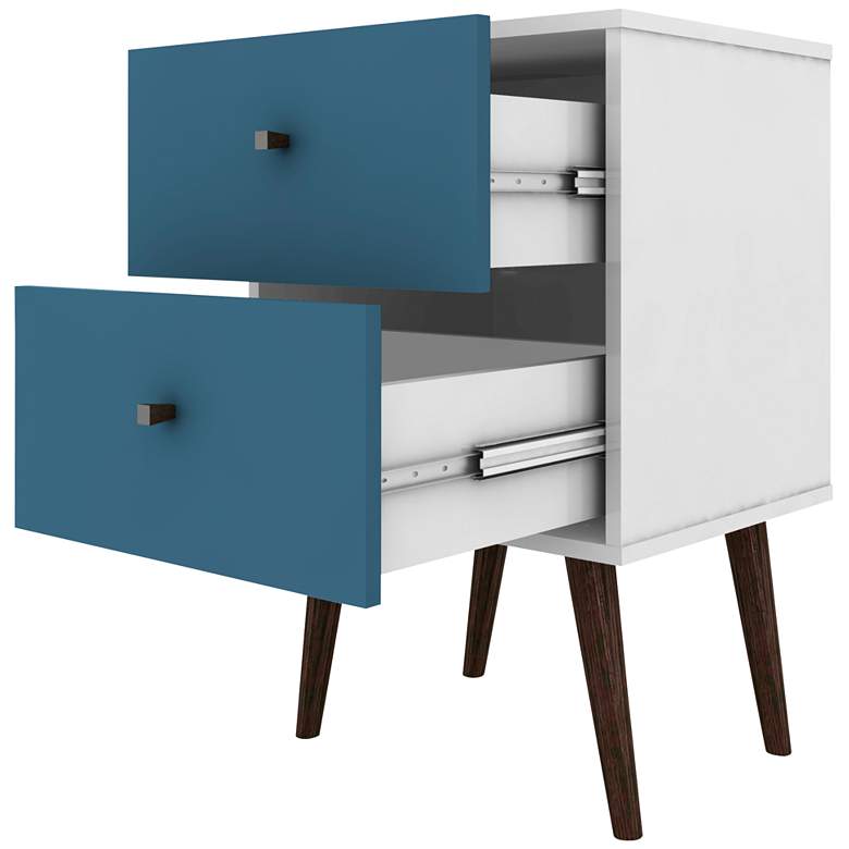 Image 2 Liberty 17 3/4 inch Wide Aqua Blue 2-Drawer Modern Nightstands Set of 2 more views