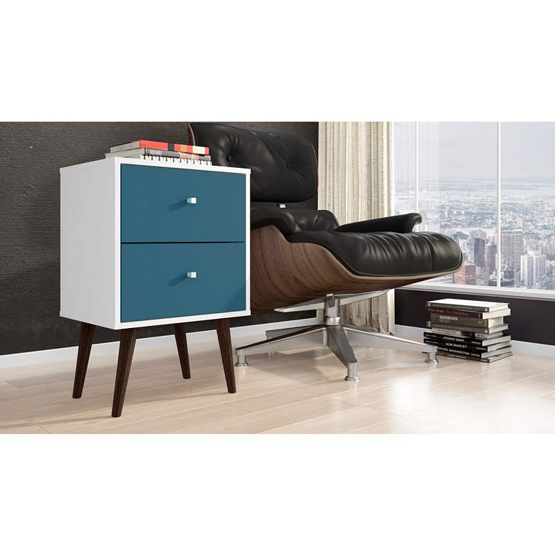Image 7 Liberty 17 3/4" Wide Aqua Blue 2-Drawer Modern Nightstands Set of 2 more views