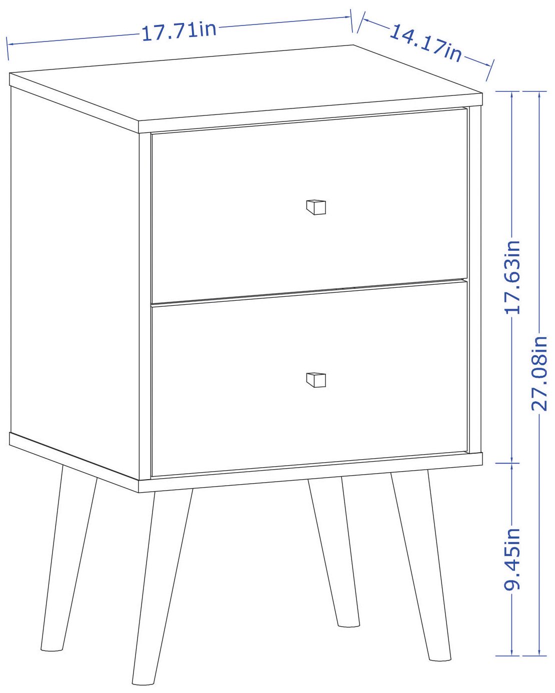 Liberty 17 3/4" Wide Aqua Blue 2-Drawer Modern Nightstands Set of 2