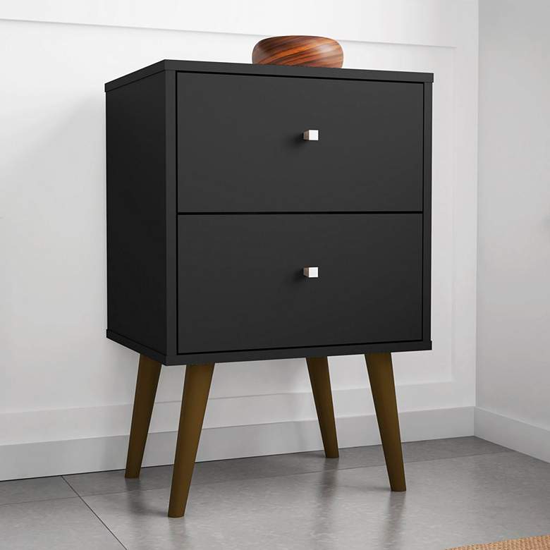 Liberty 17 3/4&quot; Wide Black 2-Drawer Wood Nightstand