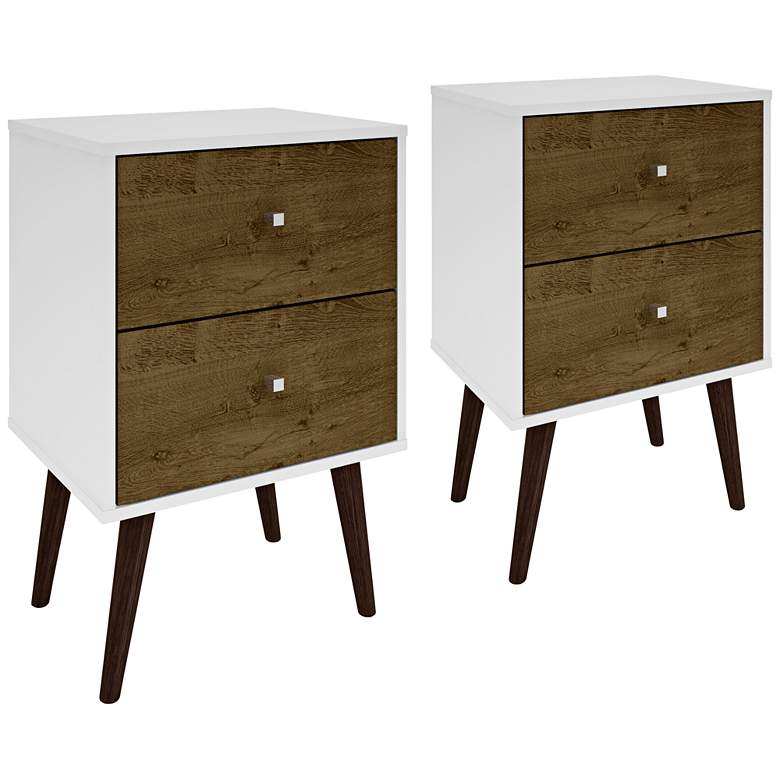Liberty 17 3/4&quot; Wide Rustic Wood 2-Drawer Modern Nightstands Set of 2