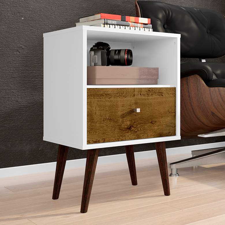 Image 1 Liberty 17 3/4" Wide Rustic Wood and White Modern Nightstand