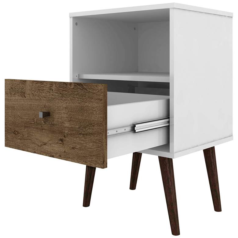 Image 3 Liberty 17 3/4 inch Wide Rustic Wood and White Modern Nightstand more views