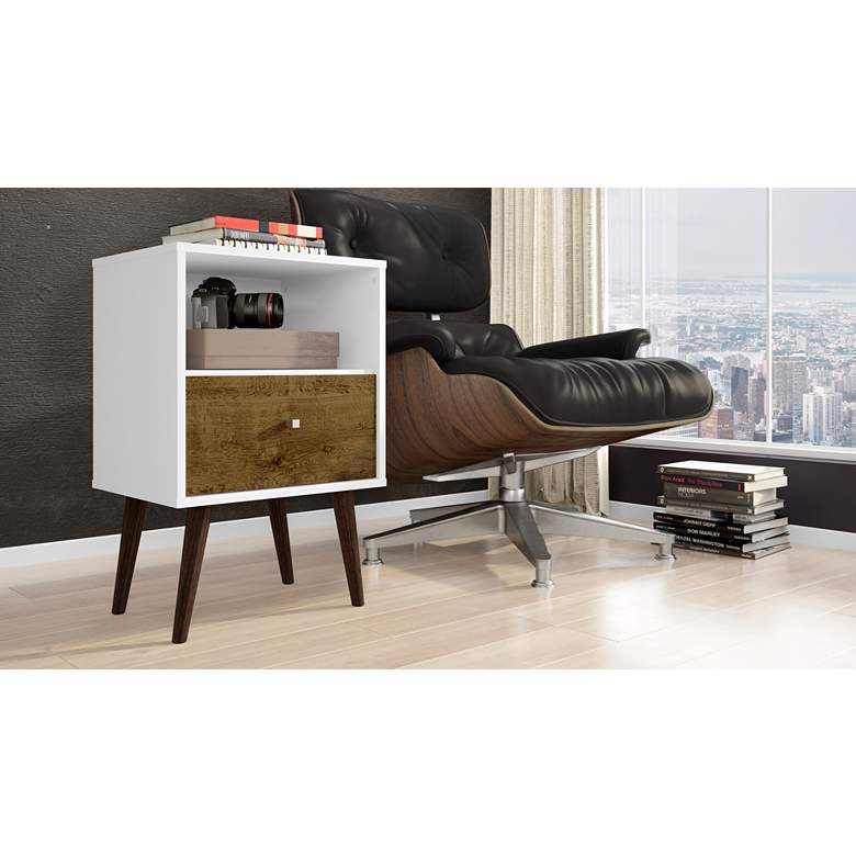 Image 7 Liberty 17 3/4" Wide Rustic Wood and White Modern Nightstands Set of 2 more views