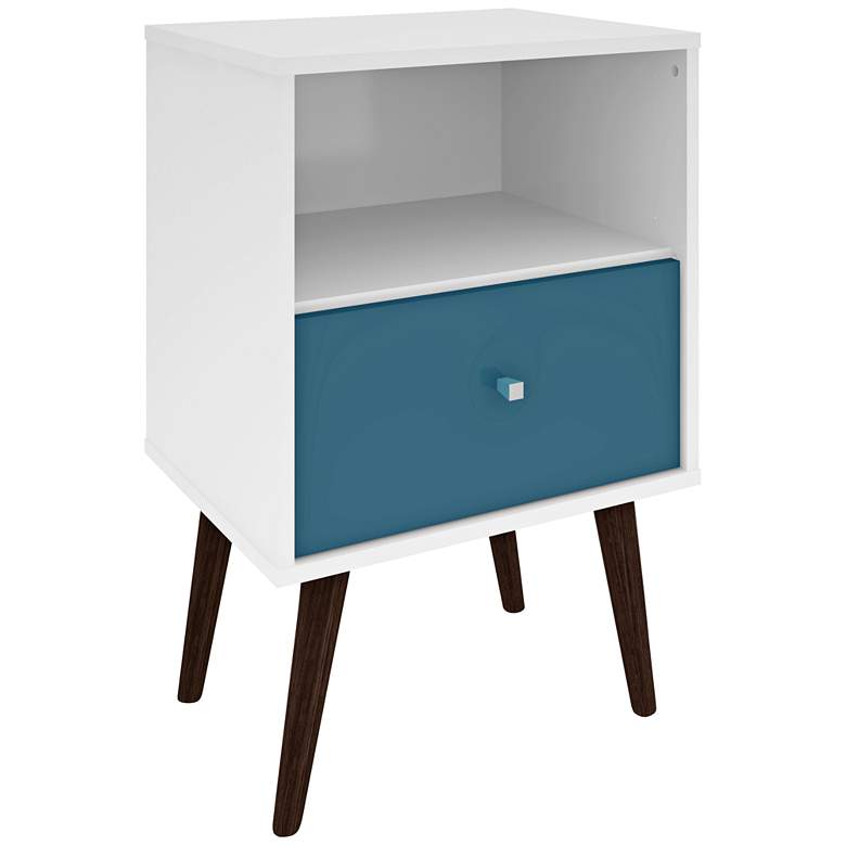 Image 2 Liberty 17 3/4 inch Wide White and Aqua Blue Modern Nightstand