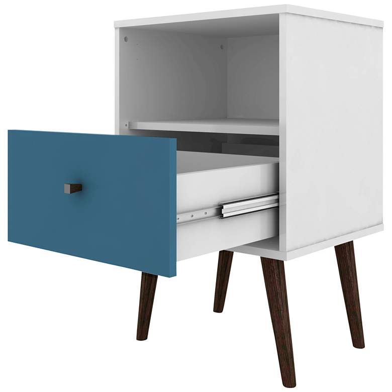 Image 3 Liberty 17 3/4 inch Wide White and Aqua Blue Modern Nightstand more views