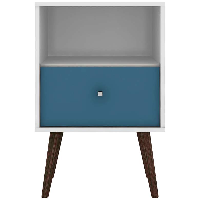 Image 6 Liberty 17 3/4 inch Wide White and Aqua Blue Modern Nightstand more views