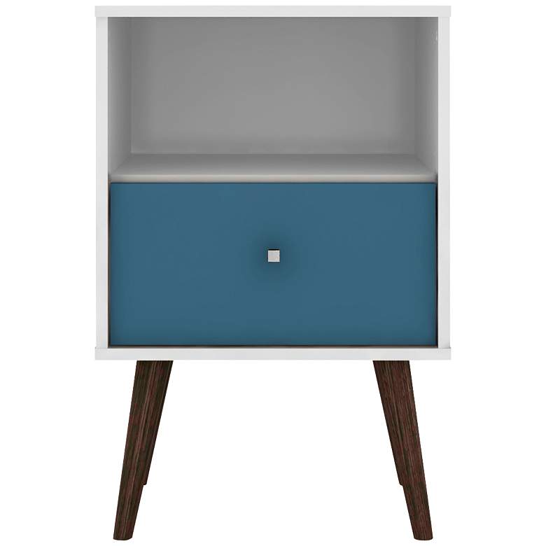 Image 5 Liberty 17 3/4 inch Wide White and Aqua Blue Modern Nightstands Set of 2 more views