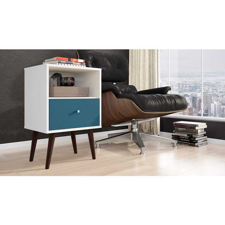 Image 7 Liberty 17 3/4" Wide White and Aqua Blue Modern Nightstands Set of 2 more views