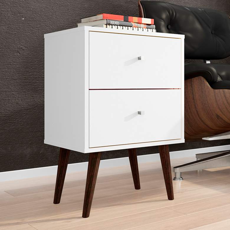 Image 1 Liberty 17 3/4" Wide White Gloss 2-Drawer Modern Nightstand