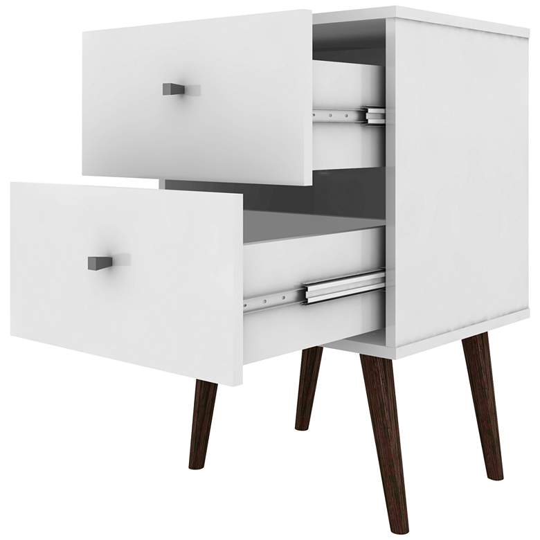 Image 3 Liberty 17 3/4" Wide White Gloss 2-Drawer Modern Nightstand more views