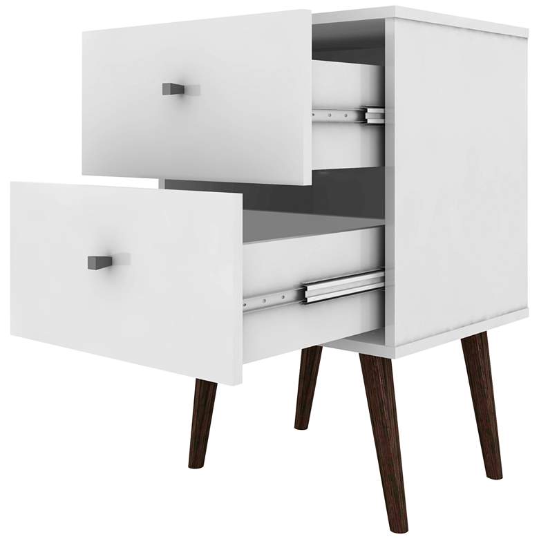 Image 2 Liberty 17 3/4 inch Wide White Gloss 2-Drawer Modern Nightstands Set of 2 more views