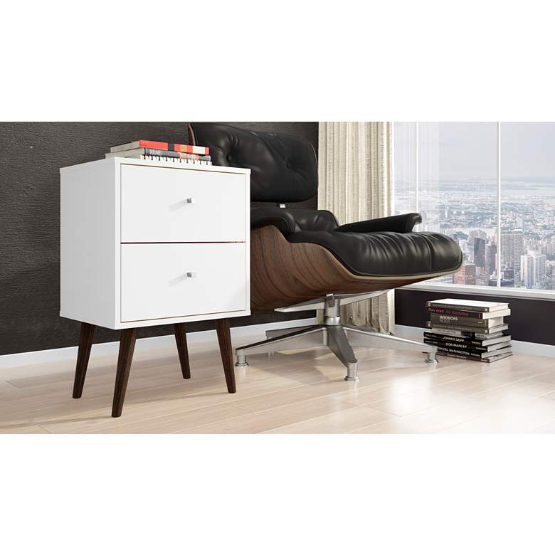 Image 7 Liberty 17 3/4 inch Wide White Gloss 2-Drawer Modern Nightstands Set of 2 more views