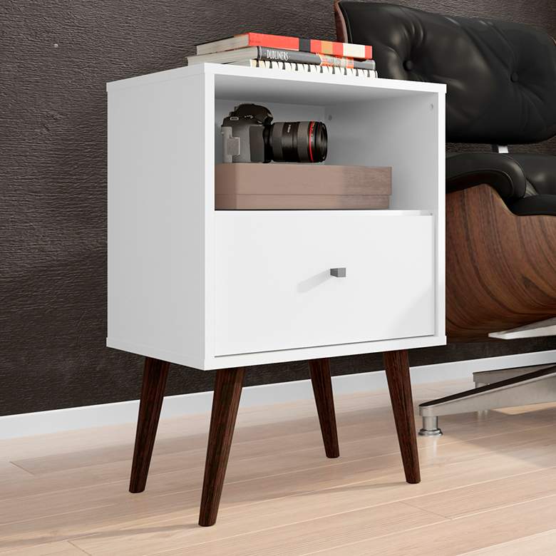 Image 1 Liberty 17 3/4" Wide White Gloss Wood Modern Nightstand