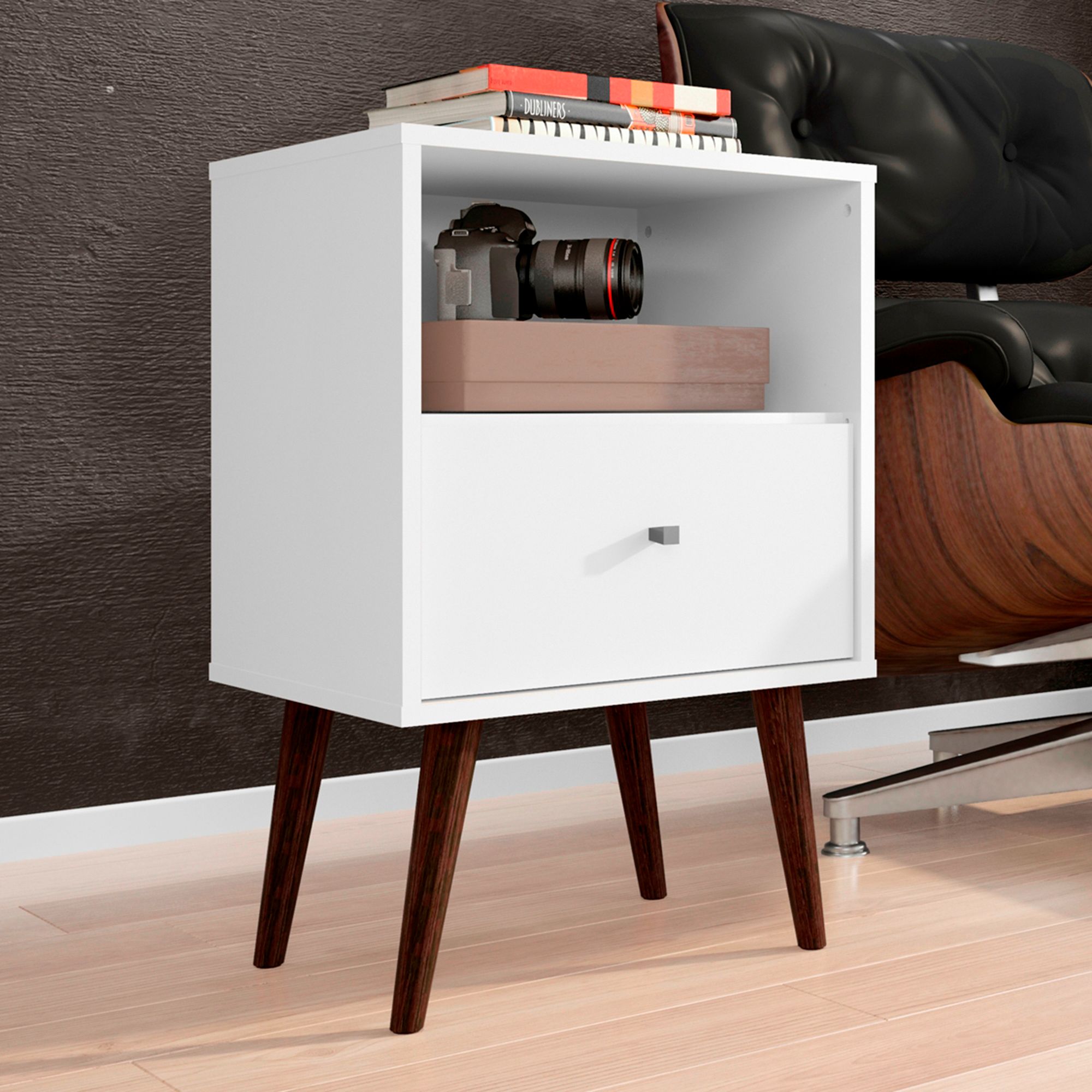 Liberty 17 3/4" Wide White Gloss Wood Modern Nightstands Set of 2