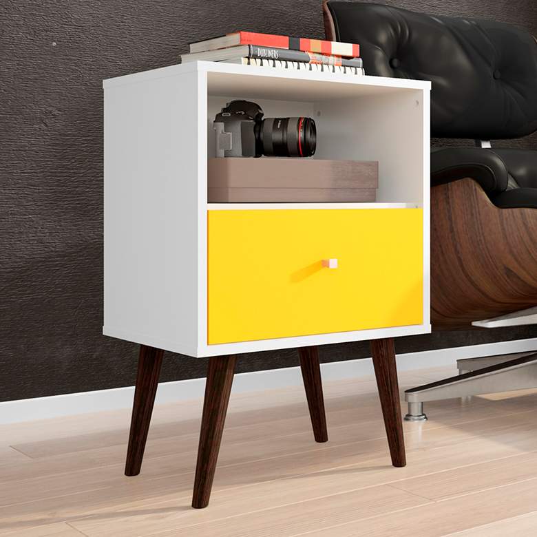 Image 1 Liberty 17 3/4 inch Wide White-Yellow Modern Nightstand