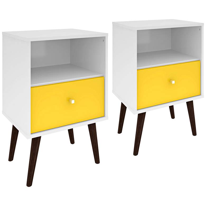 Liberty 17 3/4&quot; Wide White-Yellow Modern Nightstands Set of 2