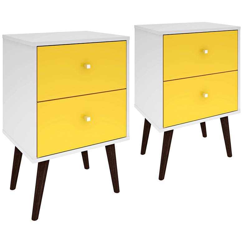 Image 1 Liberty 17 3/4" Wide Yellow 2-Drawer Modern Nightstands Set of 2