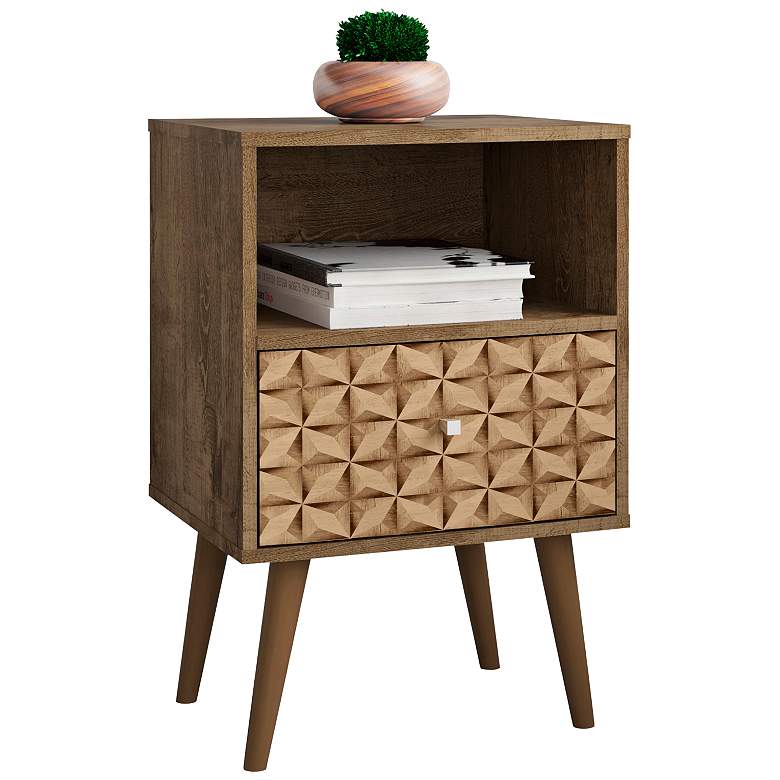 Image 2 Liberty 17 3/4 inchW Rustic Brown 1-3D Prints Drawer Nightstand