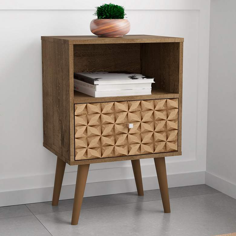 Image 1 Liberty 17 3/4 inchW Rustic Brown 1-3D Prints Drawer Nightstand