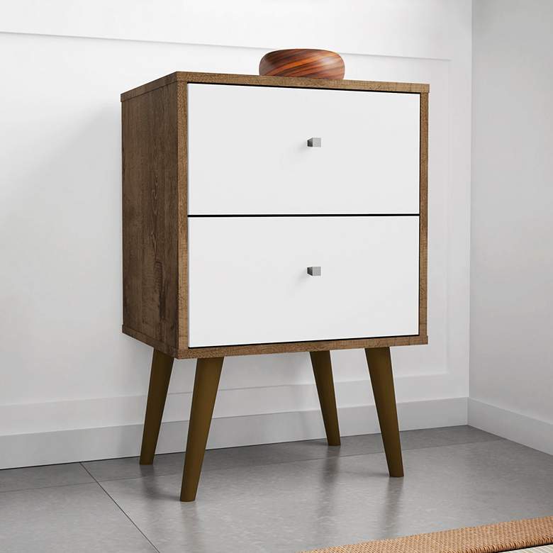 Image 1 Liberty 17 3/4"W Rustic Brown and White 2-Drawer Nightstand