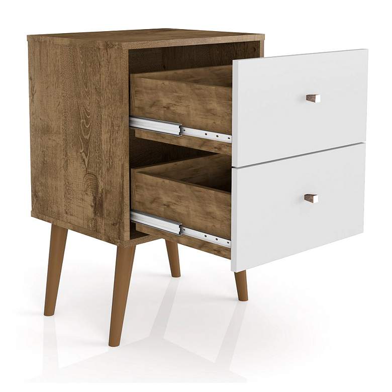 Image 3 Liberty 17 3/4"W Rustic Brown and White 2-Drawer Nightstand more views