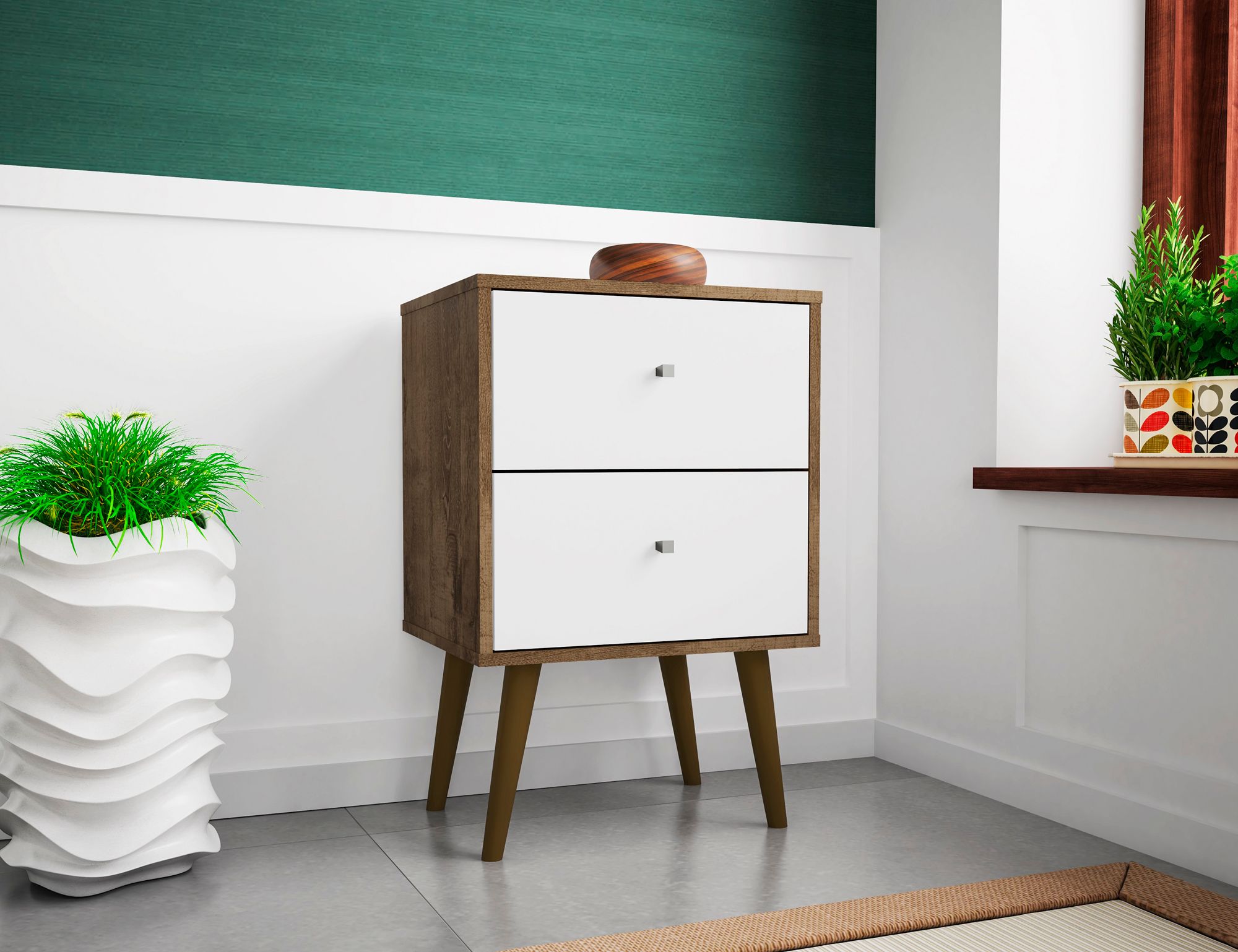 Liberty 17 3/4"W Rustic Brown and White 2-Drawer Nightstand