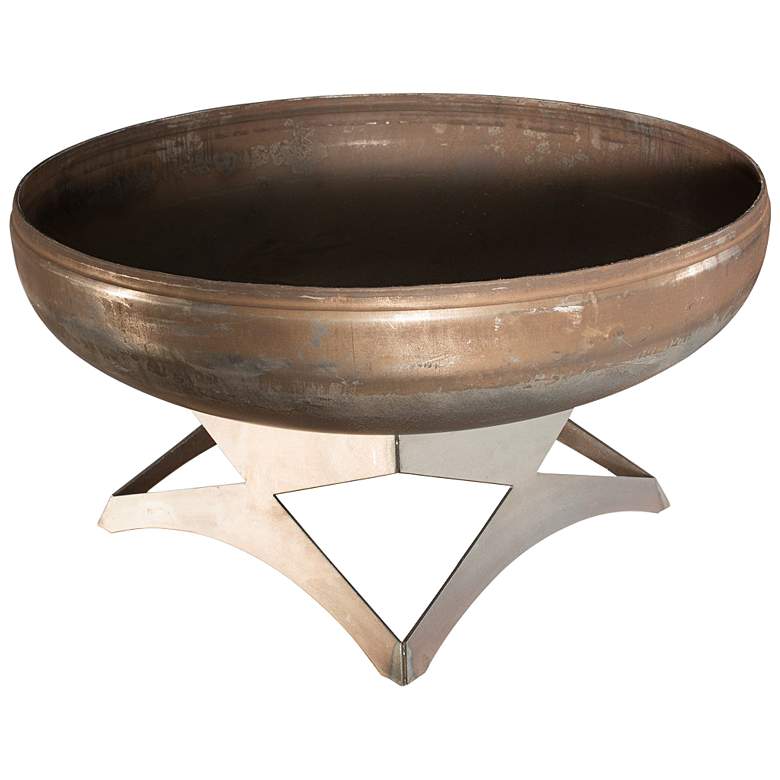 Image 1 Liberty 24" Wide Natural Steel Fire Pit with Angular Base