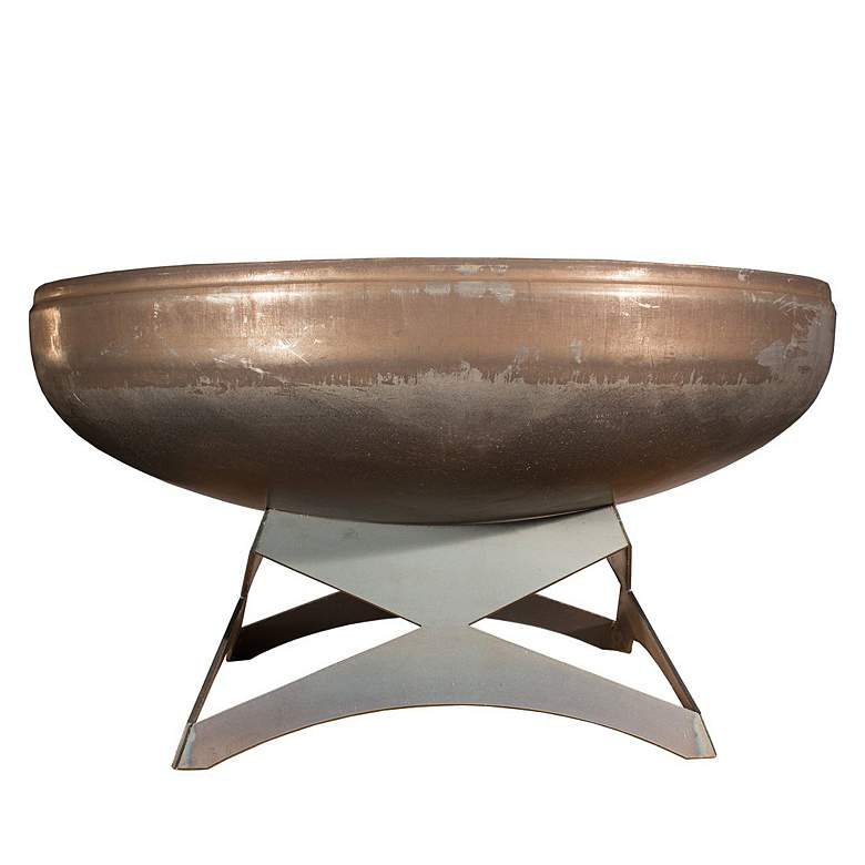 Image 2 Liberty 24" Wide Natural Steel Fire Pit with Angular Base more views