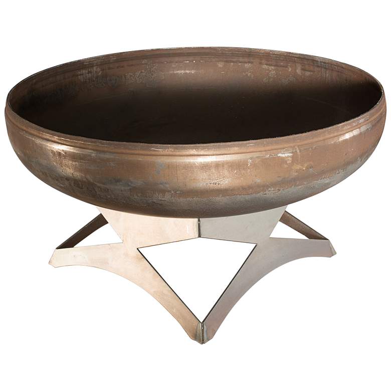 Image 1 Liberty 30" Wide Natural Steel Fire Pit with Angular Base