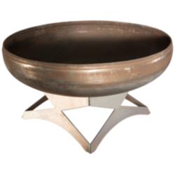 Liberty 30&quot; Wide Natural Steel Fire Pit with Angular Base