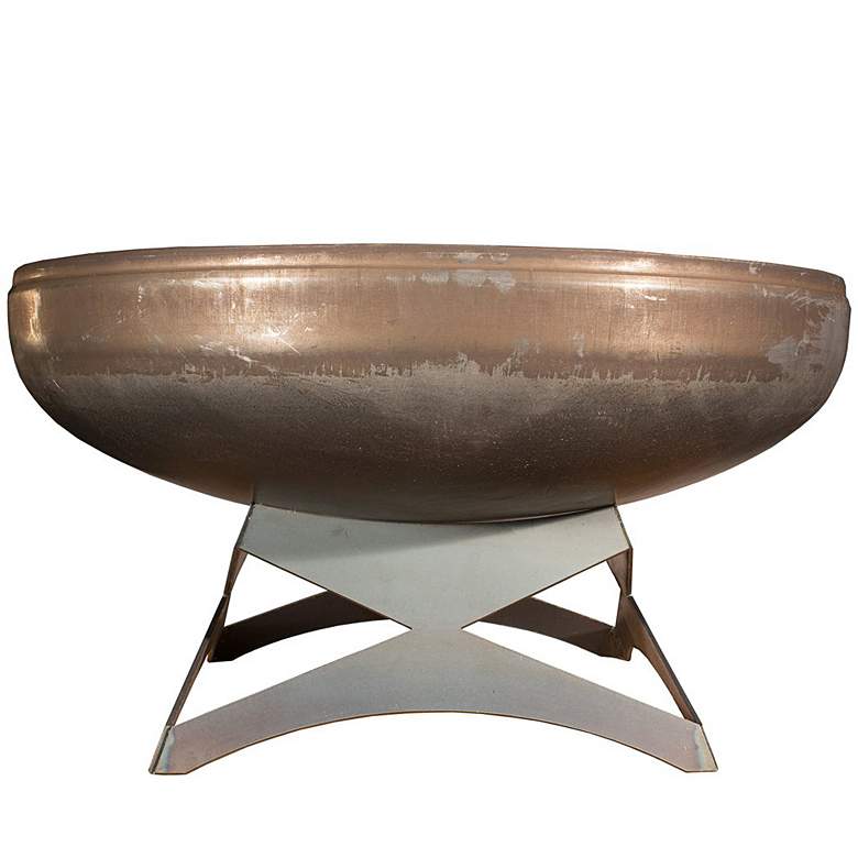 Image 2 Liberty 30" Wide Natural Steel Fire Pit with Angular Base more views