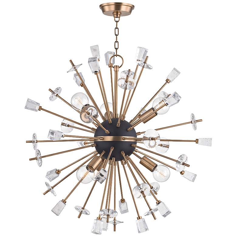 Image 1 Liberty 32 inch Wide Black Aged Brass 6-Light Sputnik Chandelier