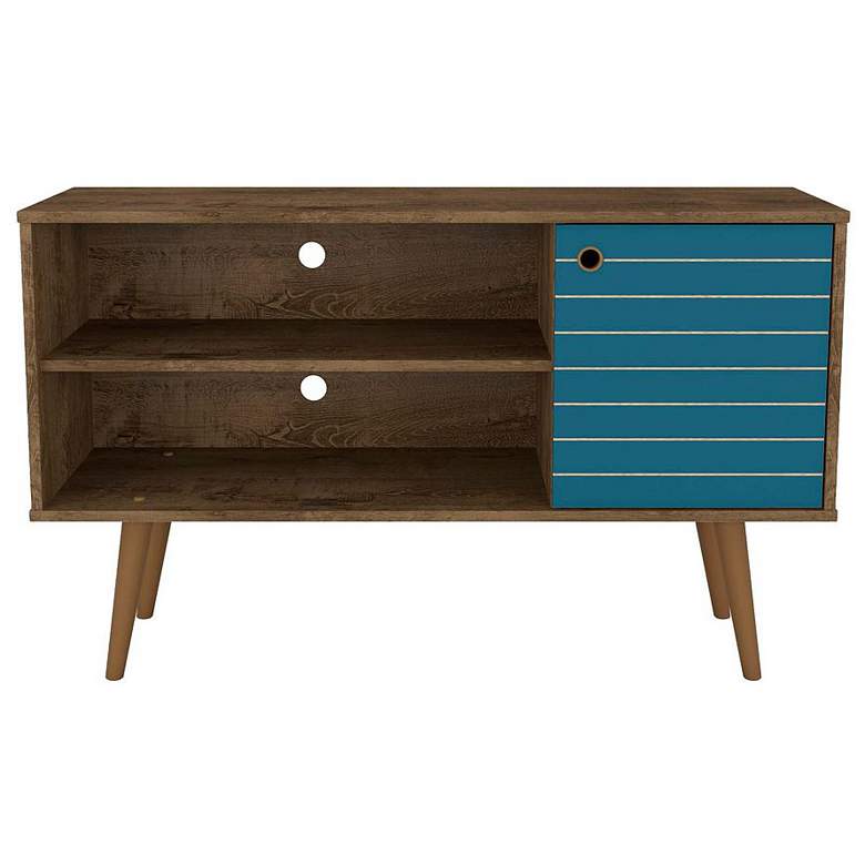 Image 1 Liberty 42.52 TV Stand in Rustic Brown and Aqua Blue