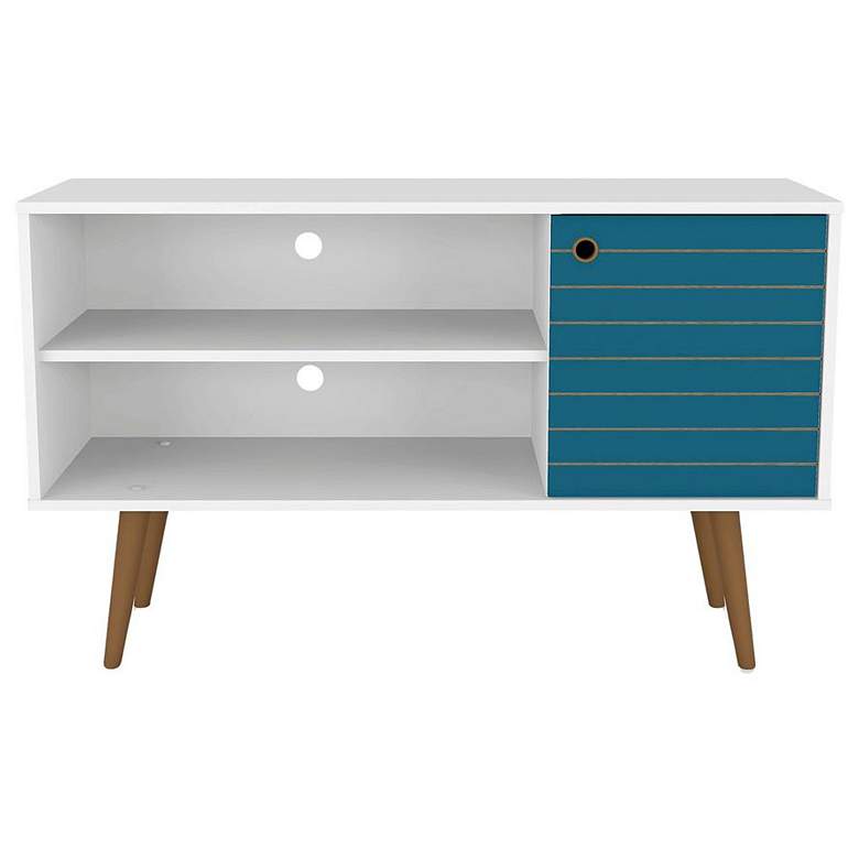 Image 1 Liberty 42.52 TV Stand in White and Aqua Blue