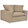 Liberty 51.5 in. Wide Accent Chair in Sahara Brown Upholstery, Brown Finish