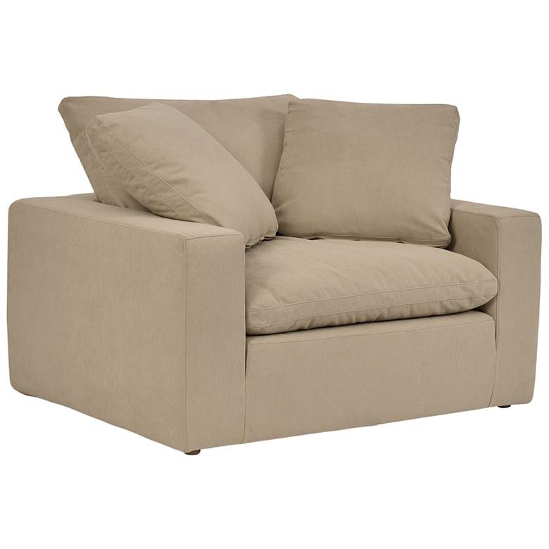 Image 1 Liberty 51.5 in. Wide Accent Chair in Sahara Brown Upholstery, Brown Finish
