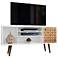 Liberty 53.14" Mid-Century Modern TV Stand in White and 3D Brown Print