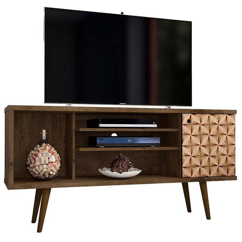 Image 1 Liberty 53.14 Mid-Century Modern TV Stand in Rustic & 3D Brown Prints