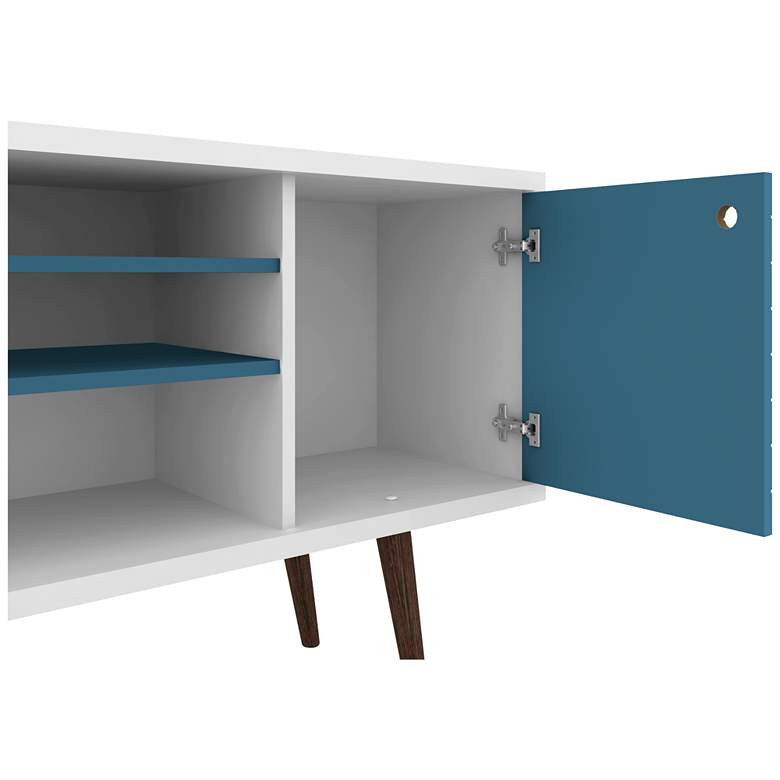 Image 3 Liberty 53 1/4" White and Aqua Blue 1-Door TV Stand more views