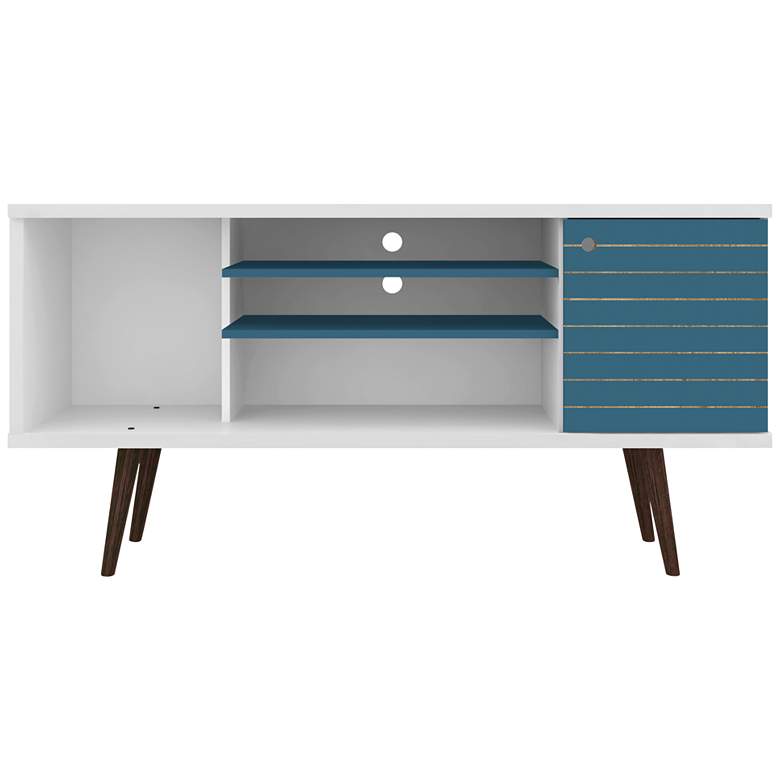 Image 7 Liberty 53 1/4" White and Aqua Blue 1-Door TV Stand more views