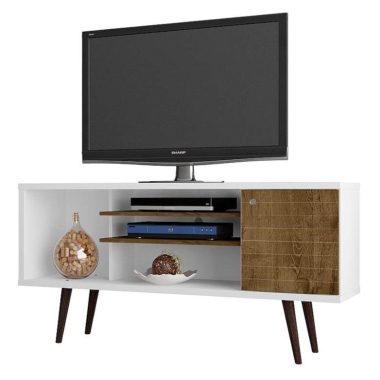 Image 2 Liberty 53 1/4" White and Rustic Brown Wood 1-Door TV Stand
