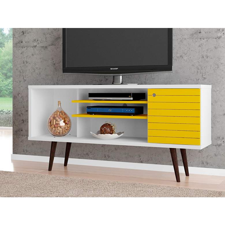 Image 1 Liberty 53 1/4" White and Yellow 1-Door TV Stand
