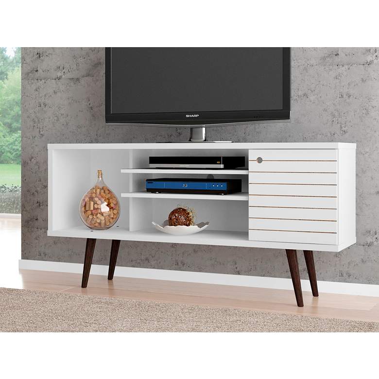 Image 1 Liberty 53 1/4 inch White Gloss 1-Door TV Stand