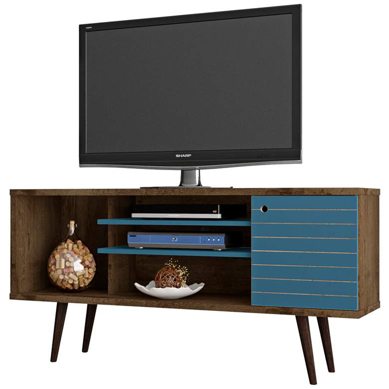Image 2 Liberty 53 1/4" Wide Wood and Aqua Blue Modern TV Stand