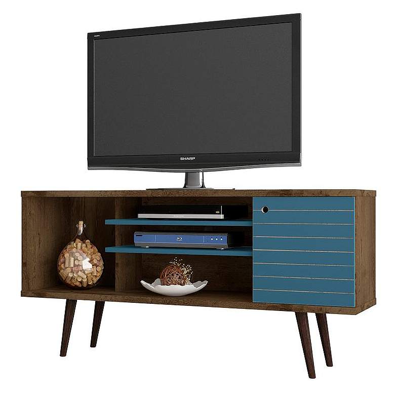 Image 2 Liberty 53 1/4" Wide Wood and Aqua Blue Modern TV Stand