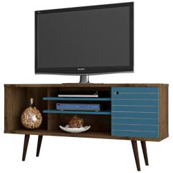 Liberty 53 1/4&quot; Wide Wood and Aqua Blue Modern TV Stand